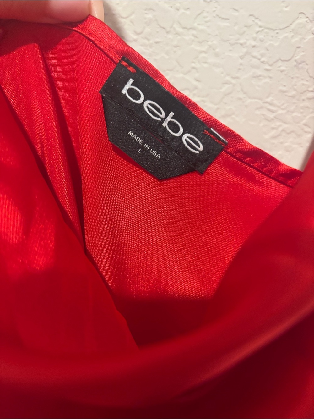 bebe Red Satin Cowl Slip Dress - Picture 2 of 2